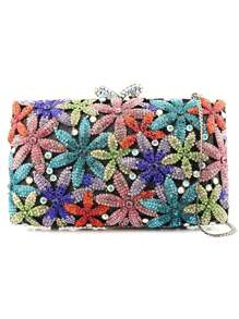 Túi hộp mini Dây đeo chuỗi trang trí hình hoa Colorblock trang trí bằng đá rhinestone - Nhiều màu - Xem 1