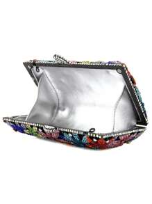 Túi hộp mini Dây đeo chuỗi trang trí hình hoa Colorblock trang trí bằng đá rhinestone - Nhiều màu - Xem 4