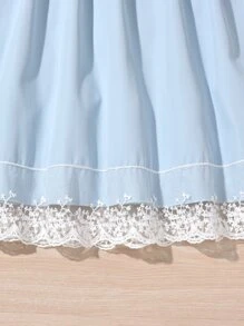 SHEIN Girls Contrast Lace Skirt - Baby Blue - View 4