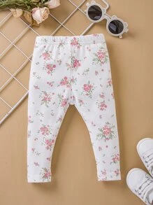 嬰兒2入組印花緊身打底褲 - 白色 - 查看 4