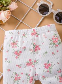 嬰兒2入組印花緊身打底褲 - 白色 - 查看 7