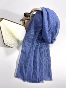 chiếc khăn quàng cổ thời trang cho nữ họa tiết sọc thô viền cho kỳ nghỉ - Màu xanh ngọc - Xem 2