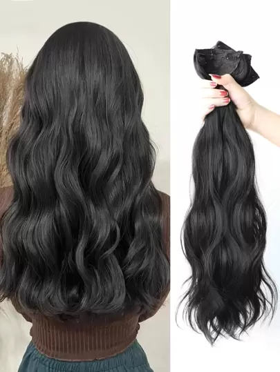 3入組夾片中等小波浪合成纖維接髮