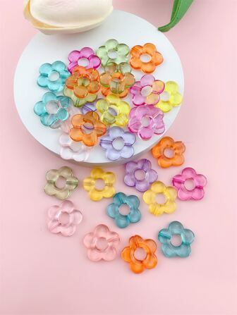 30pcs/Set Plastic Random Color Fashionable Flower Design DIY Bead For Women For DIY Jewelry Making Valentines