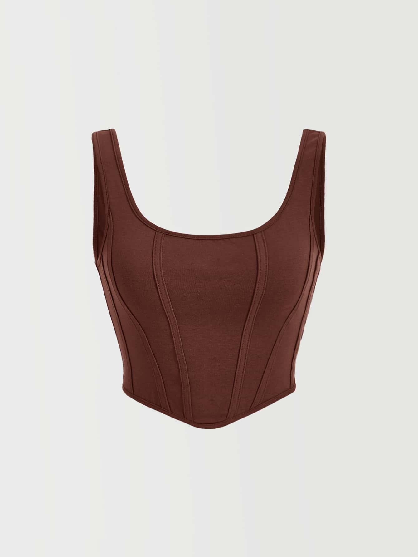 SHEIN MOD Áo khoác và áo lót dành cho xe tăng nữ Bất đối xứng màu trơn Giải trí - Cà phê nâu - Xem 1