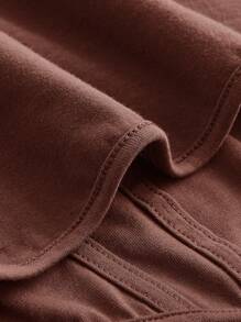 SHEIN MOD Áo khoác và áo lót dành cho xe tăng nữ Bất đối xứng màu trơn Giải trí - Cà phê nâu - Xem 3