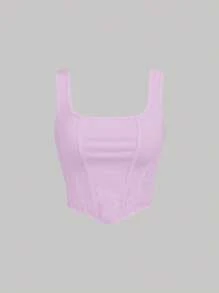 SHEIN MOD Solid Asymmetrical Hem Tank Top - Lilac Purple - View 1