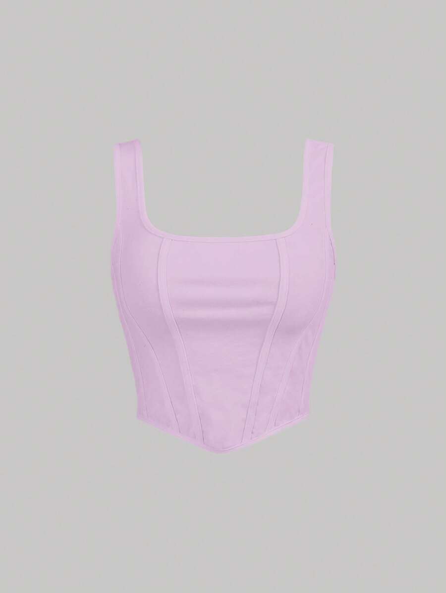 SHEIN MOD Solid Asymmetrical Hem Tank Top - Lilac Purple - View 1