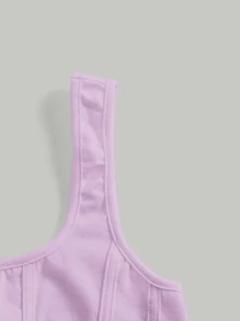 SHEIN MOD Solid Asymmetrical Hem Tank Top - Lilac Purple - View 3