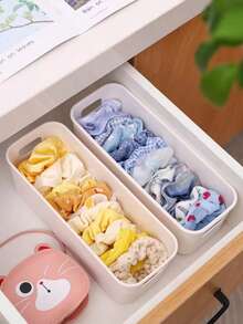 1 pieza Caja de almacenamiento blanca y sencilla, caja de almacenamiento de bandas elásticas de PP para decoraciones del hogar, decoración de otoño, decoración de festivales, decoración de habitaciones, decoración del hogar, decoración de otoño, decoración de dormitorio - Blanco - Ver 2