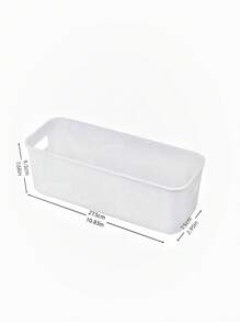 1 pieza Caja de almacenamiento blanca y sencilla, caja de almacenamiento de bandas elásticas de PP para decoraciones del hogar, decoración de otoño, decoración de festivales, decoración de habitaciones, decoración del hogar, decoración de otoño, decoración de dormitorio - Blanco - Ver 3