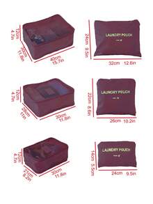 6pcs Clothes Storage Travel Organizer Letter Print Waterproof - Red - View 4