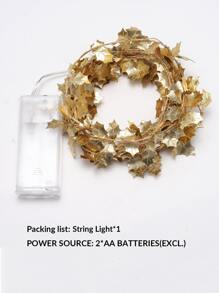 1 Pieza 2m 20 Luces Led Con Forma De Hoja Dorada Envueltos En Cable De Cobre Para Decoración - Amarillo - Ver 9