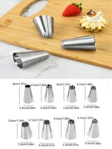 8pcs/set Stainless Steel Piping Nozzle Set, Creative Icing Piping Nozzle Tip Set For Kitchen Baking - Silver - View 3