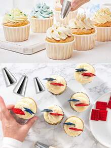 8pcs/set Stainless Steel Piping Nozzle Set, Creative Icing Piping Nozzle Tip Set For Kitchen Baking - Silver - View 4