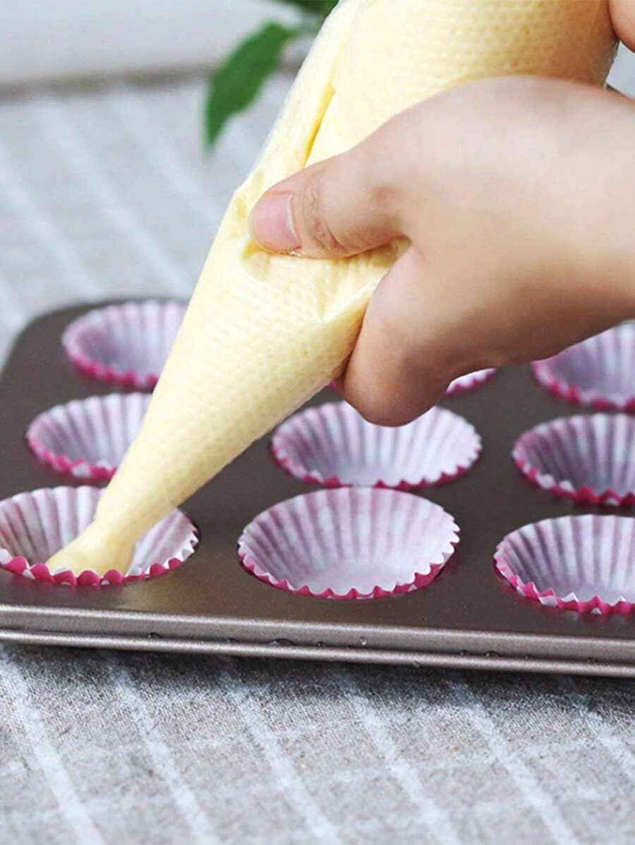 100pcs/set ABS Disposable Pastry Bag, Modernist Triangle & Letter Graphic Piping Bag For Kitchen - White - View 1