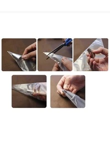 100pcs/set ABS Disposable Pastry Bag, Modernist Triangle & Letter Graphic Piping Bag For Kitchen - White - View 2