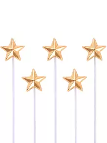 5 cái/bộ PP Cake Topper, Sáng Tạo Hình Ngôi Sao Trên Bánh Trang Trí Cho Bữa Tiệc Sinh Nhật - Vàng - Xem 1