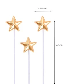 5 cái/bộ PP Cake Topper, Sáng Tạo Hình Ngôi Sao Trên Bánh Trang Trí Cho Bữa Tiệc Sinh Nhật - Vàng - Xem 2