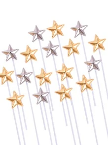 5 cái/bộ PP Cake Topper, Sáng Tạo Hình Ngôi Sao Trên Bánh Trang Trí Cho Bữa Tiệc Sinh Nhật - Vàng - Xem 3