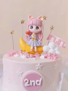 5 cái/bộ PP Cake Topper, Sáng Tạo Hình Ngôi Sao Trên Bánh Trang Trí Cho Bữa Tiệc Sinh Nhật - Vàng - Xem 4