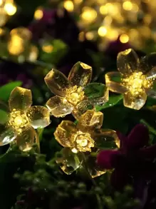 1.5M 10 LED (Battery Box) 4M 20 LED 5M 50 LED (Solar Powered) Cherry Blossom String Lights, Outdoor Decor Lights, Outdoor Garden Lighting For Pathway, Yard, Patio - Yellow - View 2