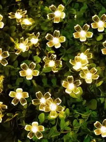 1.5M 10 LED (Battery Box) 4M 20 LED 5M 50 LED (Solar Powered) Cherry Blossom String Lights, Outdoor Decor Lights, Outdoor Garden Lighting For Pathway, Yard, Patio - Yellow - View 4
