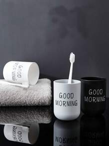 1 件创意个性简约情侣漱口杯牙刷杯日常浴室装饰夏季 - 黑色 - 查看 4