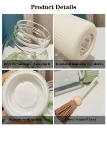 1入組便攜式水瓶現代流蘇裝飾便攜式玻璃水杯適用於戶外 - 綠色 - 查看 5