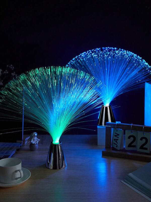 1pc Led Fiber Optic Flower Lamp With Star Decoration, Colorful Changing Lights For Holiday Atmosphere, Indoor Home Decor