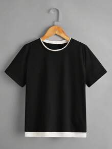 RueChic Boys Contrast Binding Tee - Black - View 1