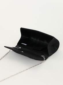 Túi xách trang trí đính đá Rhinestone nhẹ, thiết kế dây rút nhỏ, túi trong suốt thời trang, túi đựng ngọc trai giả, túi đựng đồ buổi tối, túi đựng đồ ăn tối quyến rũ, thanh lịch, tinh tế, sang trọng, yên tĩnh, đính đá Rhinestone cho cô gái tiệc tùng, phụ nữ, cô dâu, hoàn hảo cho tiệc tùng, tiệc tối/tiệc tùng, váy dự tiệc Giáng sinh - màu đen - Xem 4