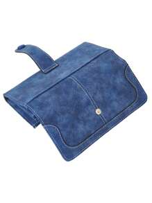 MIYIN Vintage Elegant Stitch Detail Button Decor Women Wallet Multi-Card Slots Coin With ID Window PU Leather Bi-Fold Retro Credit Card Holder Large Capacity Zipper Clutch For Daily Women Royal Blue Gift Gift For Women Wallet Purse Wallet Long Wallet