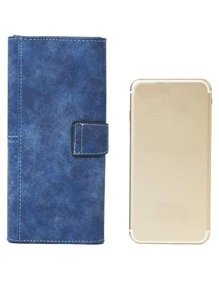 MIYIN Vintage Elegant Stitch Detail Button Decor Women Wallet Multi-Card Slots Coin With ID Window PU Leather Bi-Fold Retro Credit Card Holder Large Capacity Zipper Clutch For Daily Women Royal Blue Gift Gift For Women Wallet Purse Wallet Long Wallet