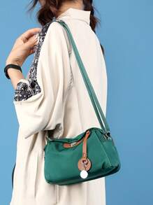 小方袋綠色防水可調節肩帶適合日常書包，適合研究生、青少年女孩、新生、大二、初中和高中學生、大學和高中，非常適合戶外、旅行和返校 - 綠色 - 查看 5