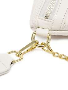 幾何格紋衍縫腰包帶零錢包流行旅行斜挎包女士PU皮革胸包