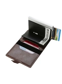 PU Buckle Brown Lightweight Portable Card ID Card White-Collar Workers Holiday For Anniversary For Birthday Gift Accessories Gift Present Card Holder Wallet Business Card Holder Credit Card Holder Women For Men Mini Wallet Card Wallet Rfid Wallet