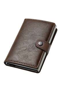 PU Buckle Brown Lightweight Portable Card ID Card White-Collar Workers Holiday For Anniversary For Birthday Gift Accessories Gift Present Card Holder Wallet Business Card Holder Credit Card Holder Women For Men Mini Wallet Card Wallet Rfid Wallet