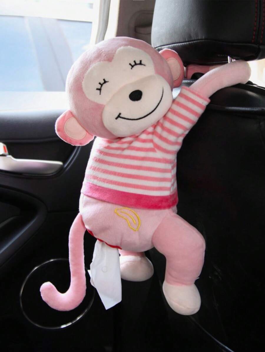 Túi lưu trữ khăn giấy thiết kế khỉ 1 cái - Hồng - Xem 1