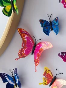 12pcs 3D Butterfly Sticker, Plastic Wall Art Decoration Magnet Butterfly For Home Decor - Multicolor - View 2