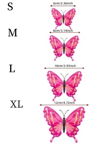 12入組塑料蝴蝶貼紙混色磁性3D蝴蝶家居牆飾 - 彩色 - 查看 3