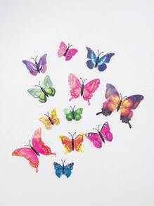 12pcs 3D Butterfly Sticker, Plastic Wall Art Decoration Magnet Butterfly For Home Decor - Multicolor - View 6