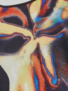 SHEIN ICON Body Heat Map Print Split Thigh Dress - Orange - View 7