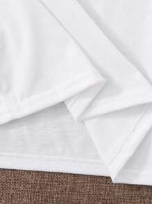 SHEIN LUNE 花卉和字母圖案T恤 - 白色 - 查看 3