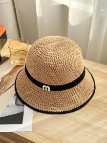 1 Mũ Rơm Thời Trang Trang Trí Chữ Cái Cho Nữ, Dành Cho Cuộc Sống Hàng Ngày - Màu be - Xem 2
