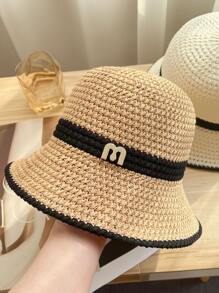 1 Mũ Rơm Thời Trang Trang Trí Chữ Cái Cho Nữ, Dành Cho Cuộc Sống Hàng Ngày - Màu be - Xem 4