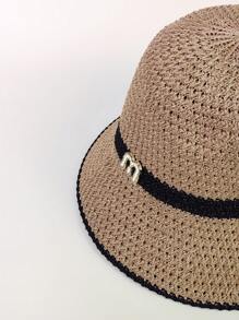 1 Mũ Rơm Thời Trang Trang Trí Chữ Cái Cho Nữ, Dành Cho Cuộc Sống Hàng Ngày - Màu be - Xem 6