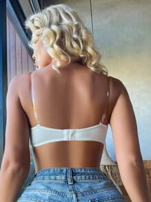 Solid Lace Bra - White - View 2