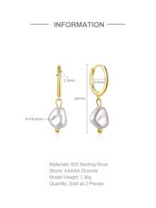 珍珠銀滴垂耳環假日