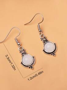 Pendientes largos con textura de metal - Beis - Ver 4